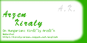 arzen kiraly business card